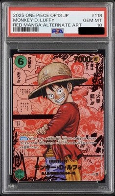 PSA 10 Monkey D. Luffy Red Comic Parallel [OP13-118] - Carrying On His Will One Piece Card