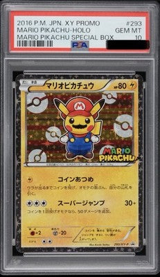 PSA 10 Mario Pikachu 293/XY-P Holo Japanese Pokemon Card 2016 Promo Special Box