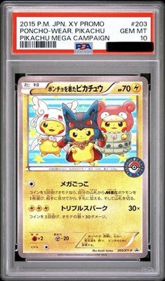 PSA 10 Poncho-Wear Pikachu 203/XY-P Mega Campaign Japanese Promo Pokemon Card