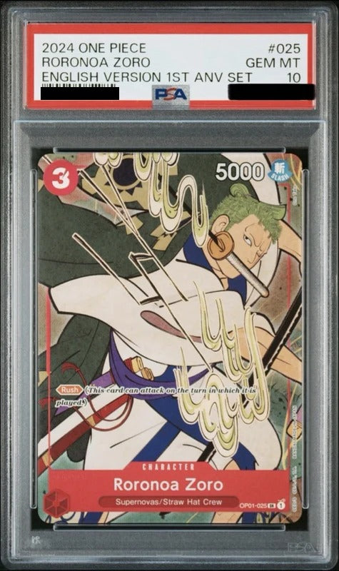 PSA 10 Roronoa Zoro SR [OP01-025] - 1st Anniversary Set One Piece Card