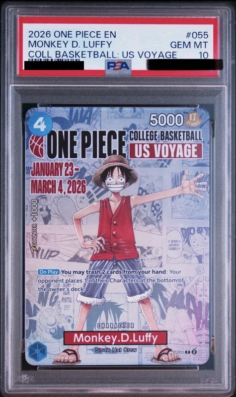 PSA 10 Monkey D. Luffy Promo [P-055] - College Basketball US Voyage Promo One Piece Card