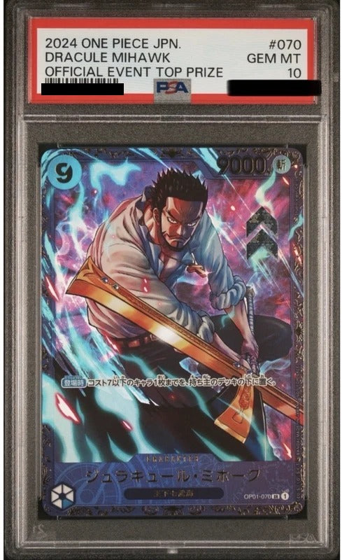 PSA 10 Dracule Mihawk Super Rare [OP01-070] - Flagship Battle Winner Prize Promo One Piece Card
